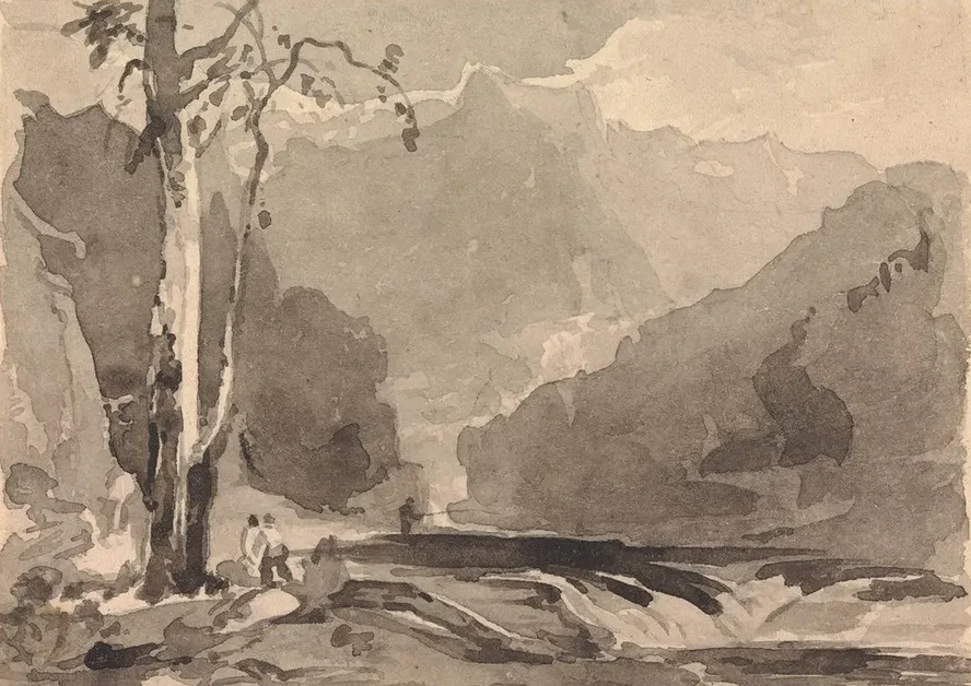Fishermen at a Mountain Stream