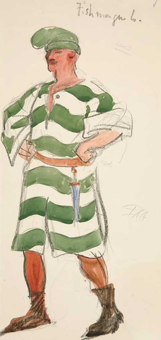 Fishmonger, costume sketch for Henry Irving's Planned Production of King Richard II