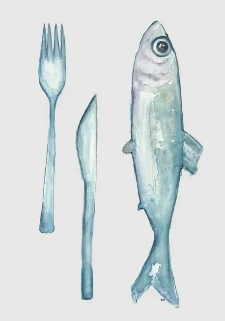 Fisk Med Kniv Og Gaffel