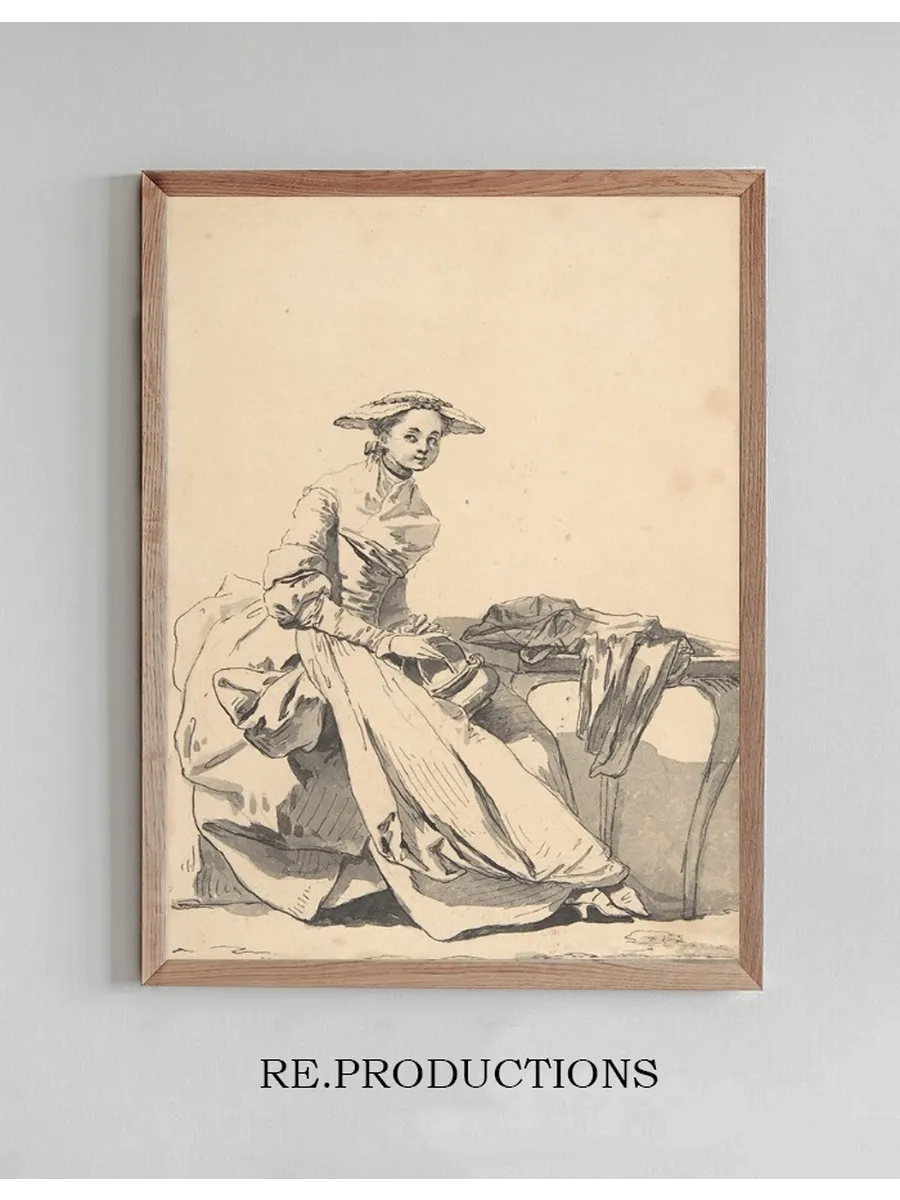 Florentine Woman Wearing a Butterfly Cap and Holding a Hand Warmer