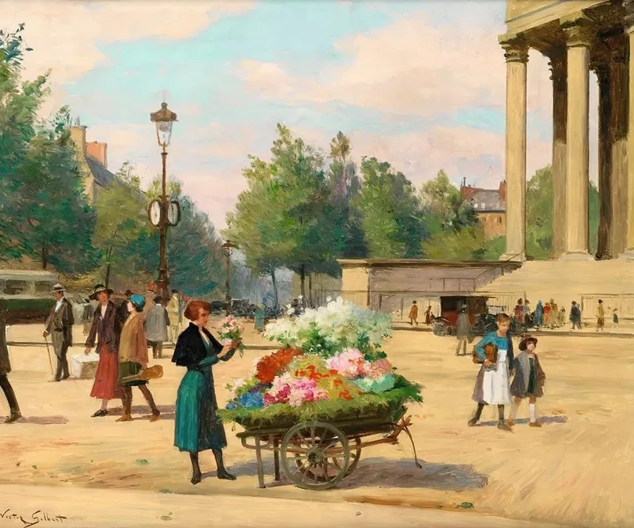 Flower Vendor Before The Madeleine Church, Paris