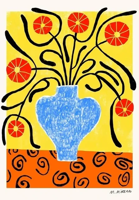 Flowers in Blue Vase