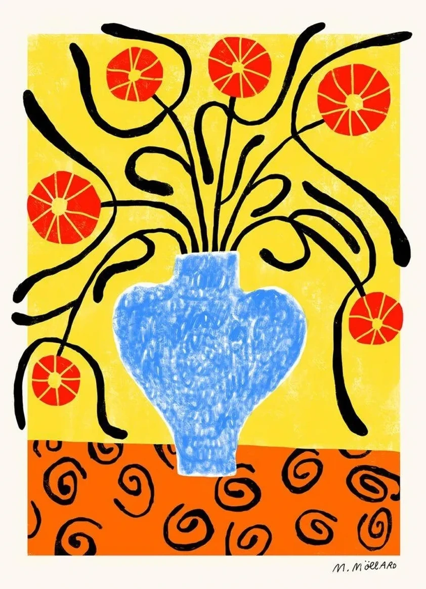 Flowers in Blue Vase