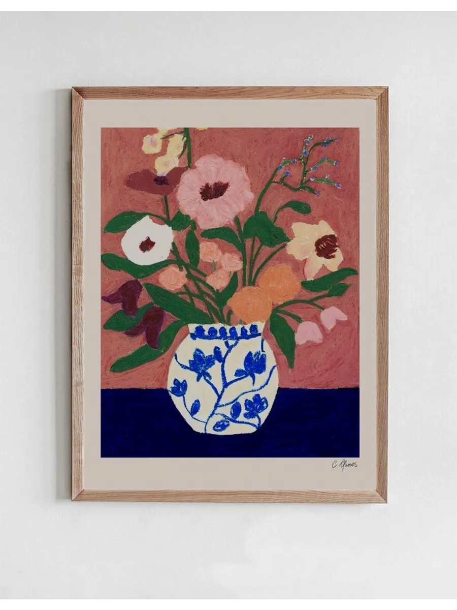 Flowers on Blue Table