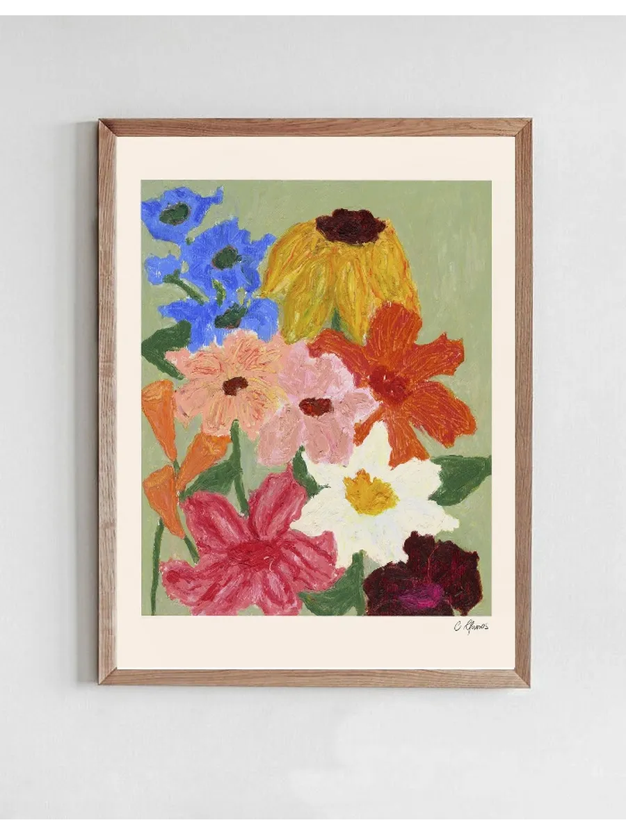 Flowers on Sage Green
