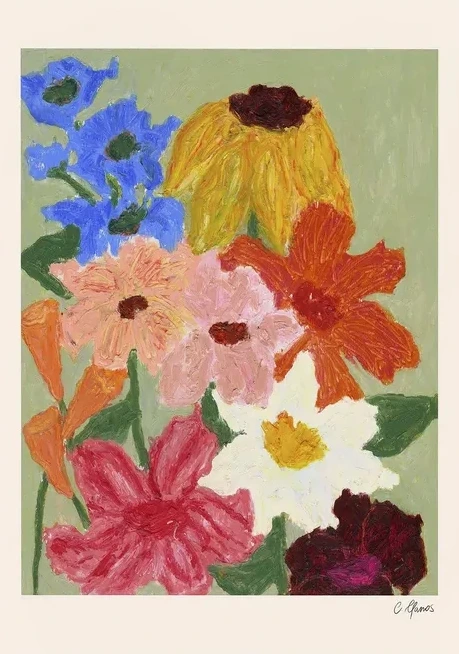 Flowers on Sage Green