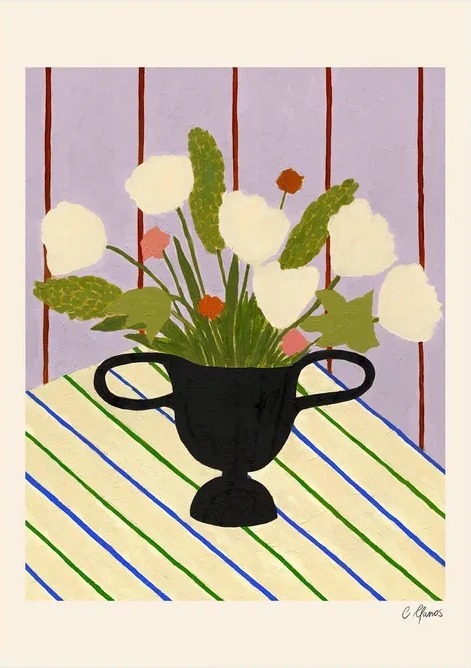 Flowers on Striped Cloth