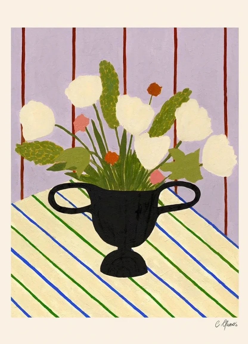 Flowers on Striped Cloth