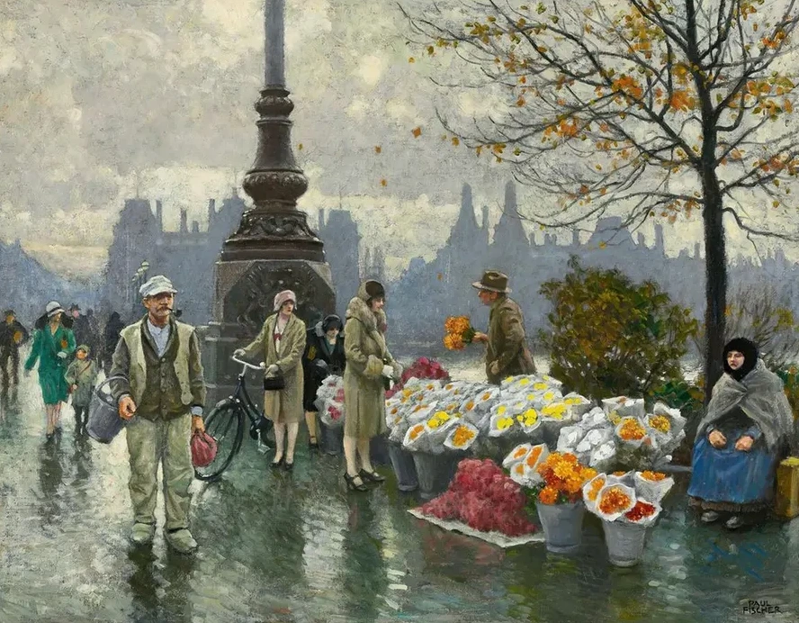 Flowersellers At Dr. Louises Bro (Queen Louise's Bridge) In Copenhagen