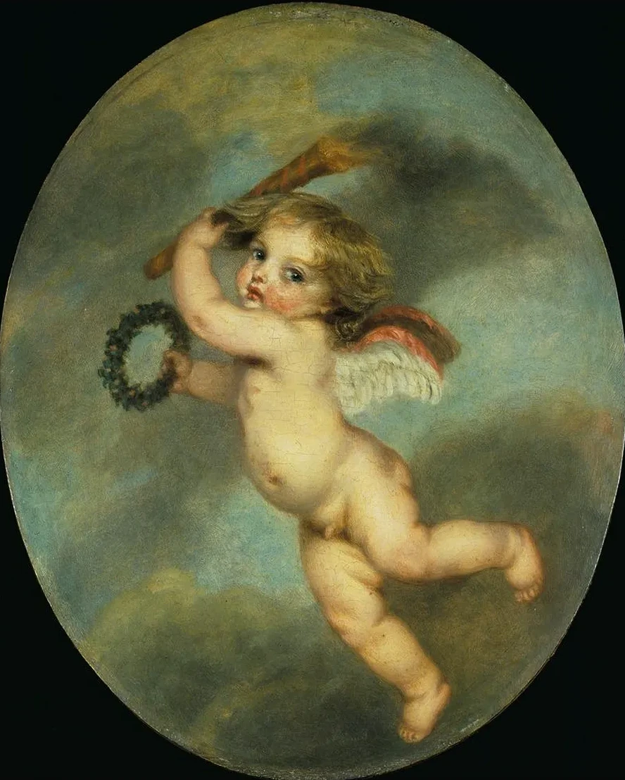 Flying Cupid with a Torch