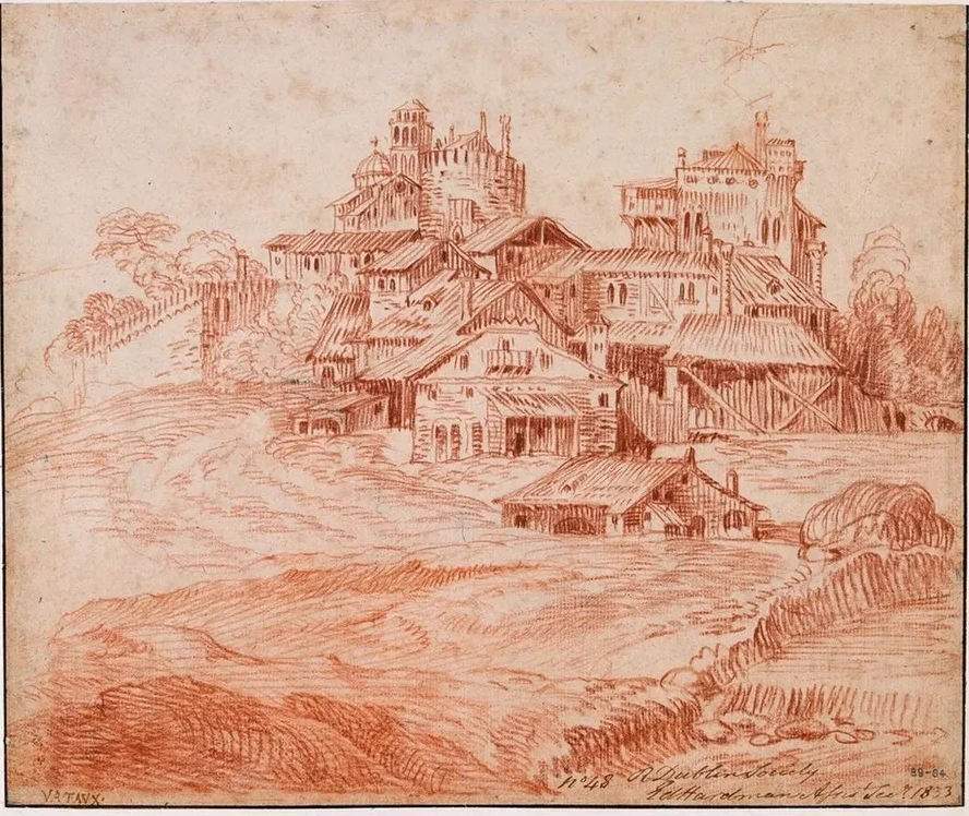 Fortified Village with a Castle, Keep and a Church