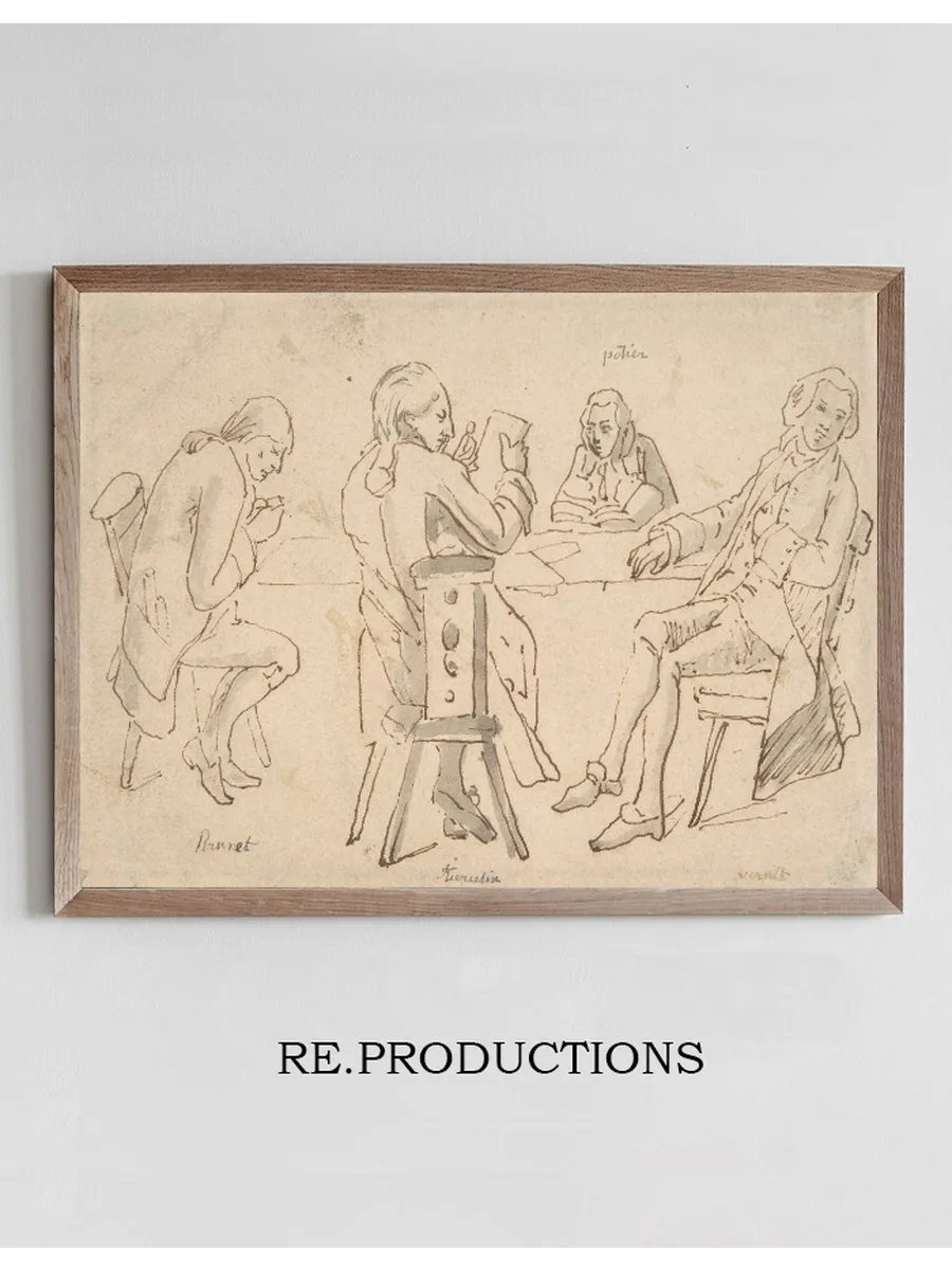 Four Artists Seated at a Table (brunet, Potier, Tiercetin, Vernet)