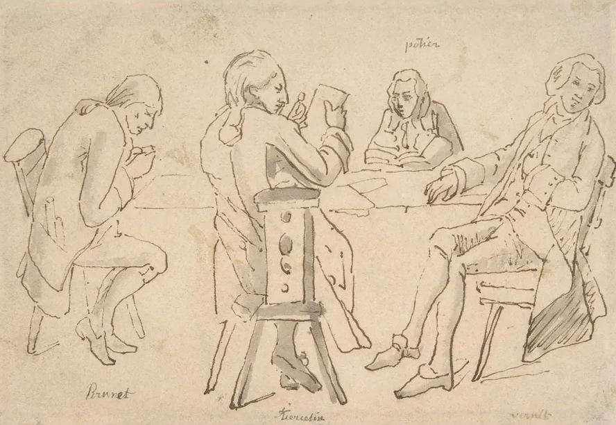 Four Artists Seated at a Table (brunet, Potier, Tiercetin, Vernet)