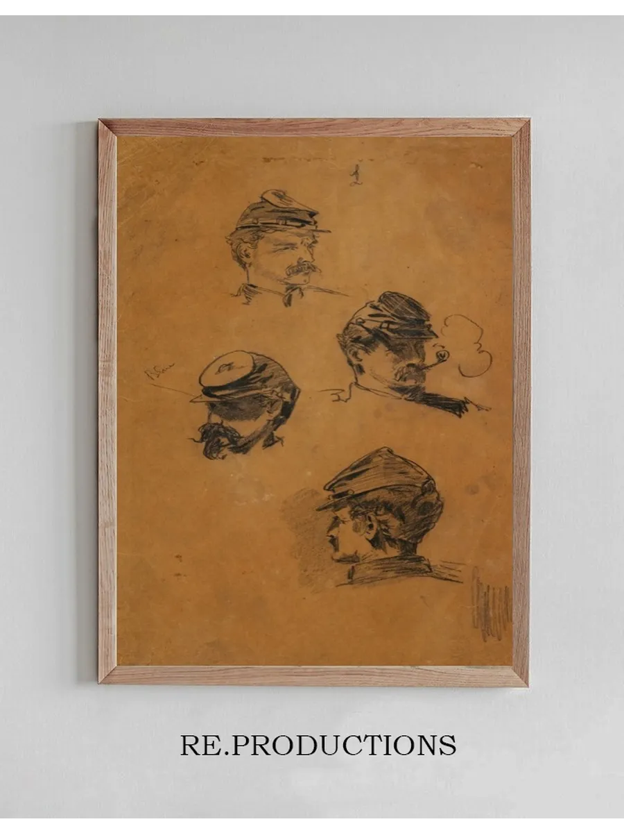 Four Studies of Soldiers Heads