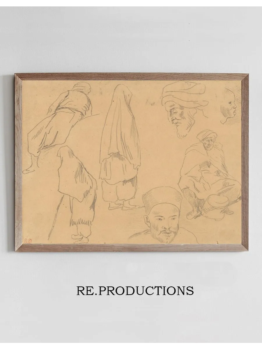 Four Figure Studies of Bedouins and Three of Head Studies