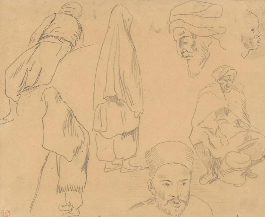 Four Figure Studies of Bedouins and Three of Head Studies