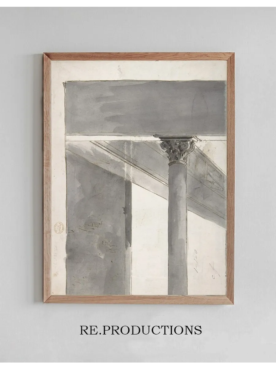 Fragment of a Larger Drawing Representing Part of a Column and a Cornice