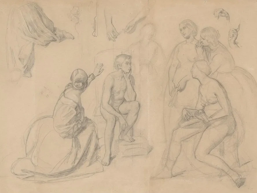 Fragment of Composition with the Prince Figure and the Ladies Gathered Around Him, for the Painting the Upbrin
