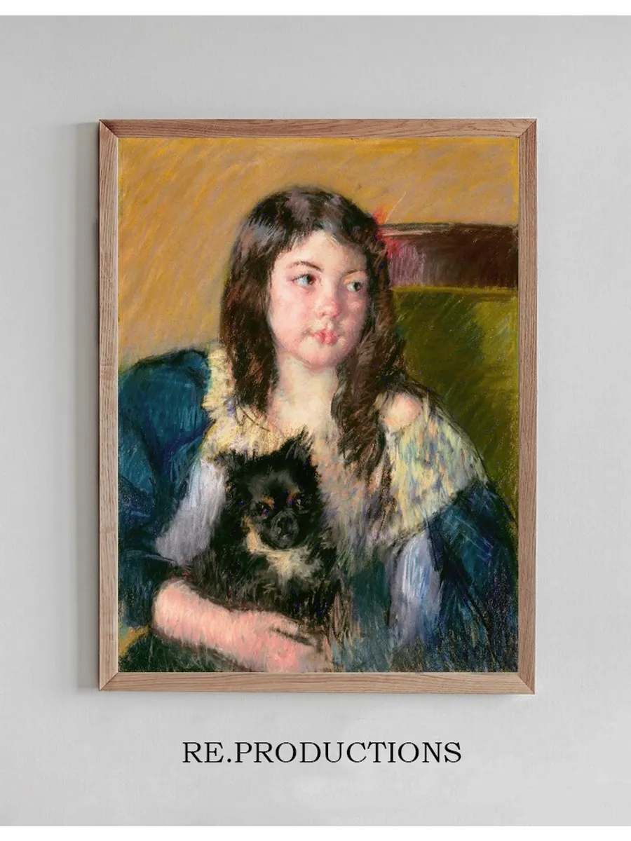 Fran oise, Holding a Little Dog, Looking Far to the Right