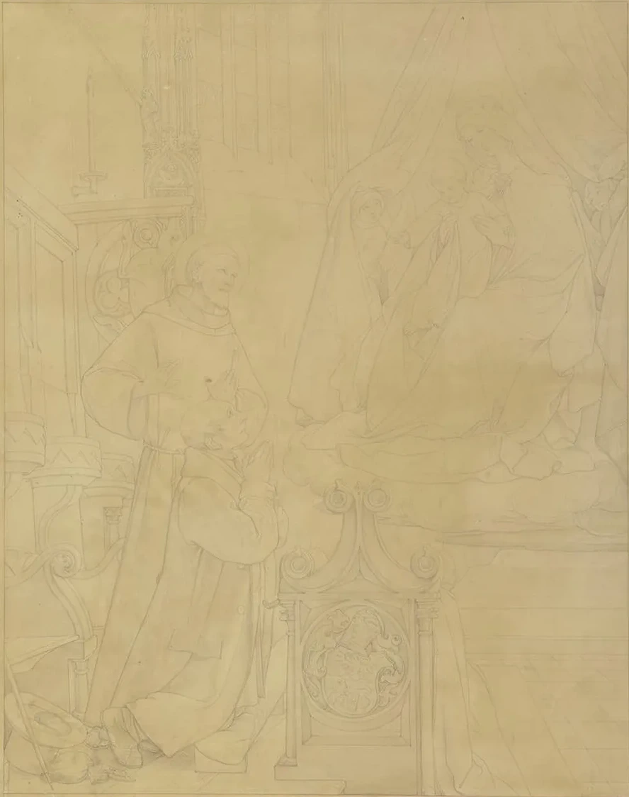 Franz Brentano Mit Dem Heiligen Franziskus in Verehrung Vor Der Madonna
