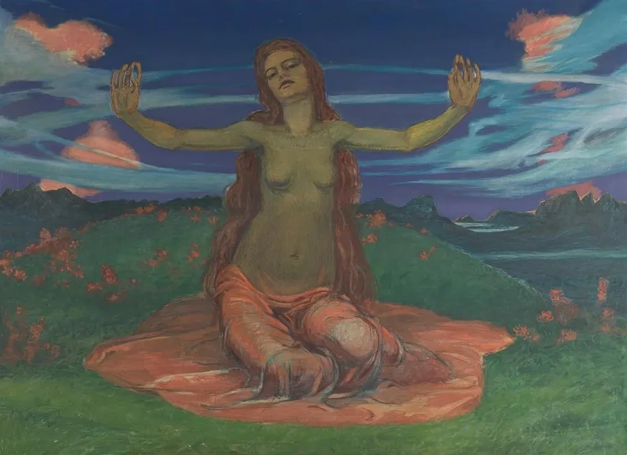 Frau auf Wiese Erwachen