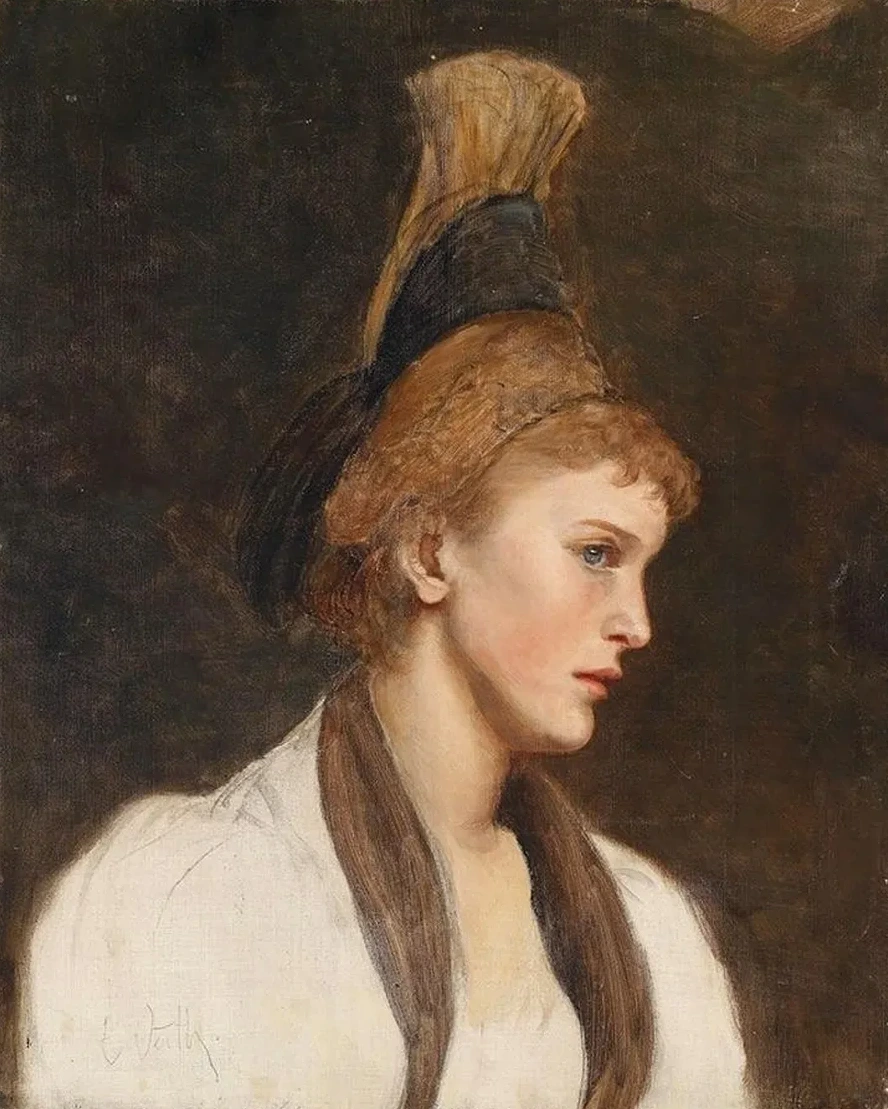 Frau IM Profil Mit Goldhaube