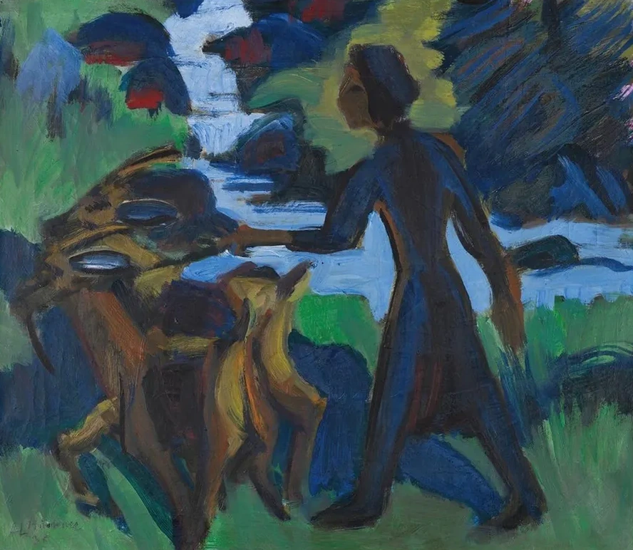 Frau mit Ziege