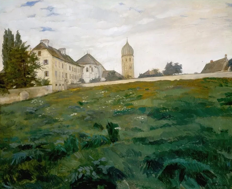Frauenchiemsee, Klosterwiese mit Kirchturm III