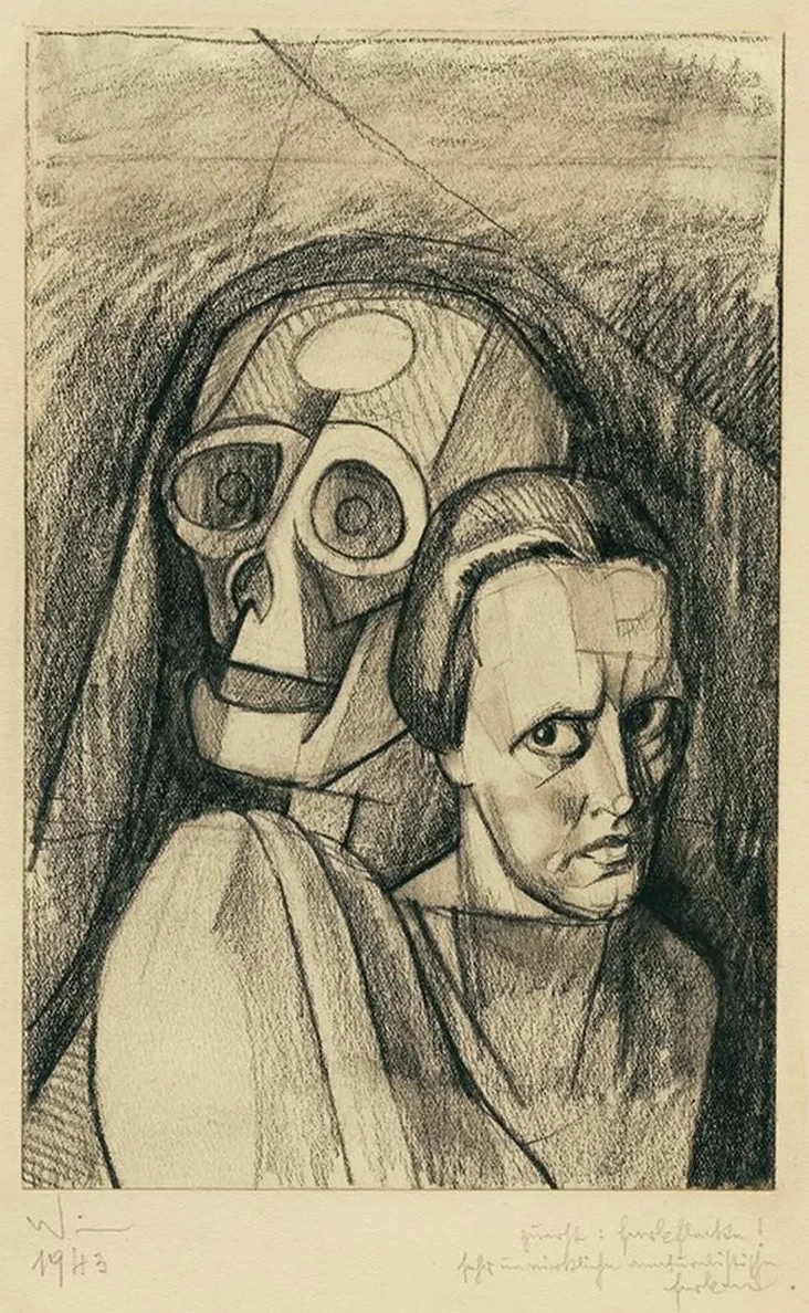Frauenportr T Mit Totenkopf