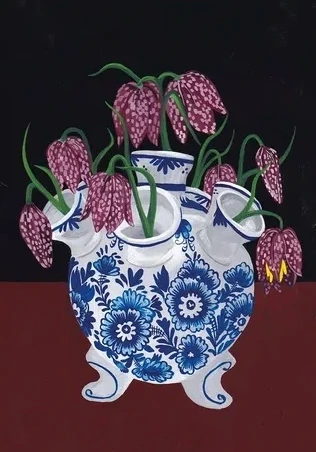 Frittilaria Meleagris In Tulip Vase