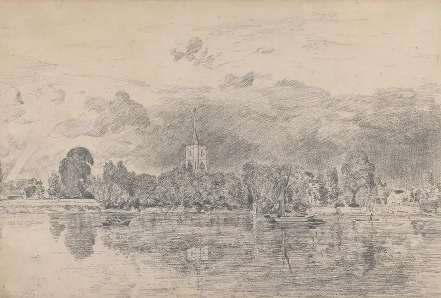 Fulham Church from Across the River