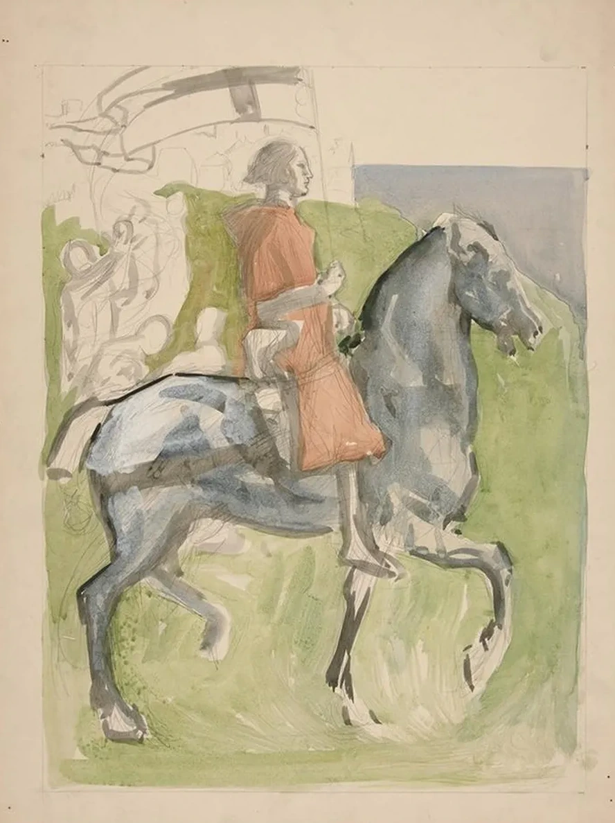 Galahad Departs, study for The Quest of the Holy Grail