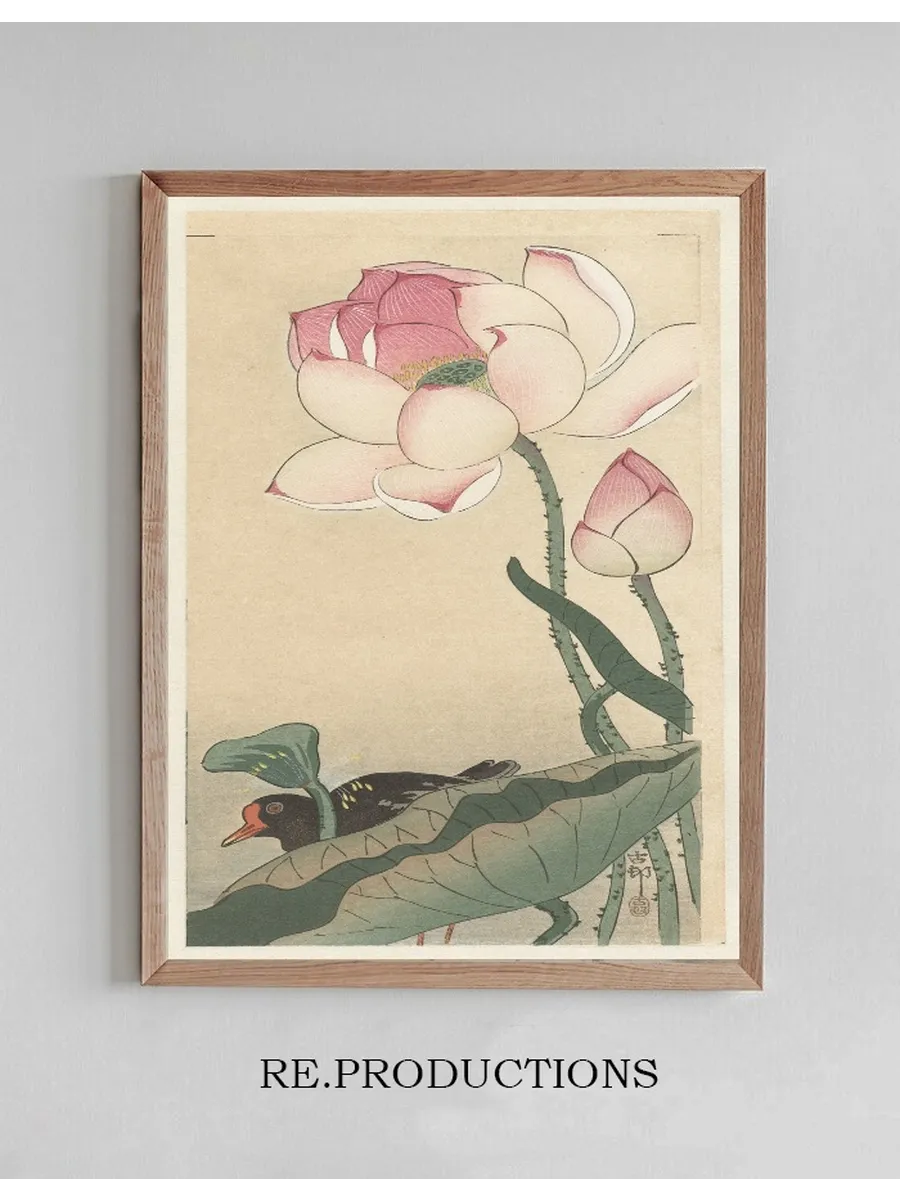 Gallinule with Lotus Flowers