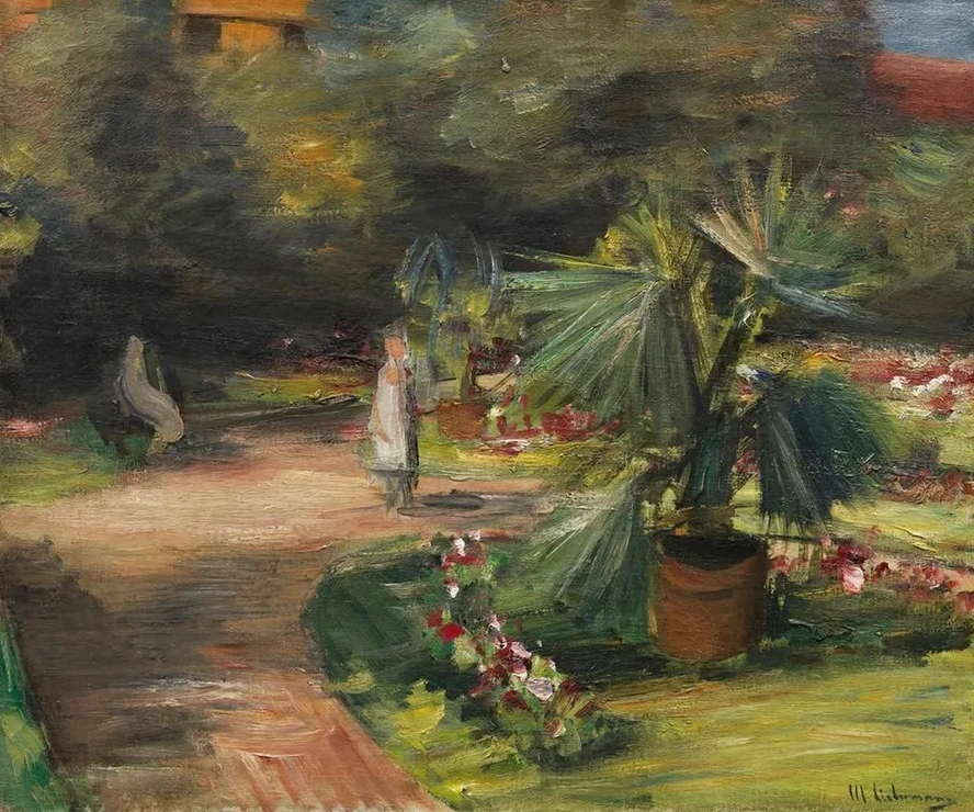 Garten Mit Palme Und Zwei Weiblichen Figuren
