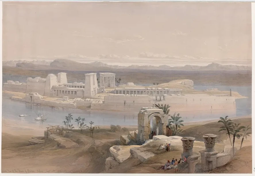 General view of the Island of Phil, Nubia. Nov. 18th, 1838