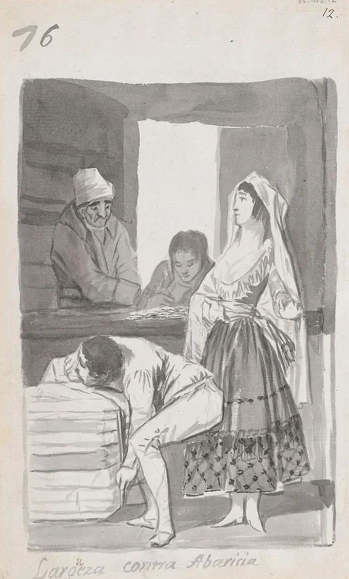 Generosity Versus Greed, a Woman and Three Men Conducting a Transaction Inside a Shop