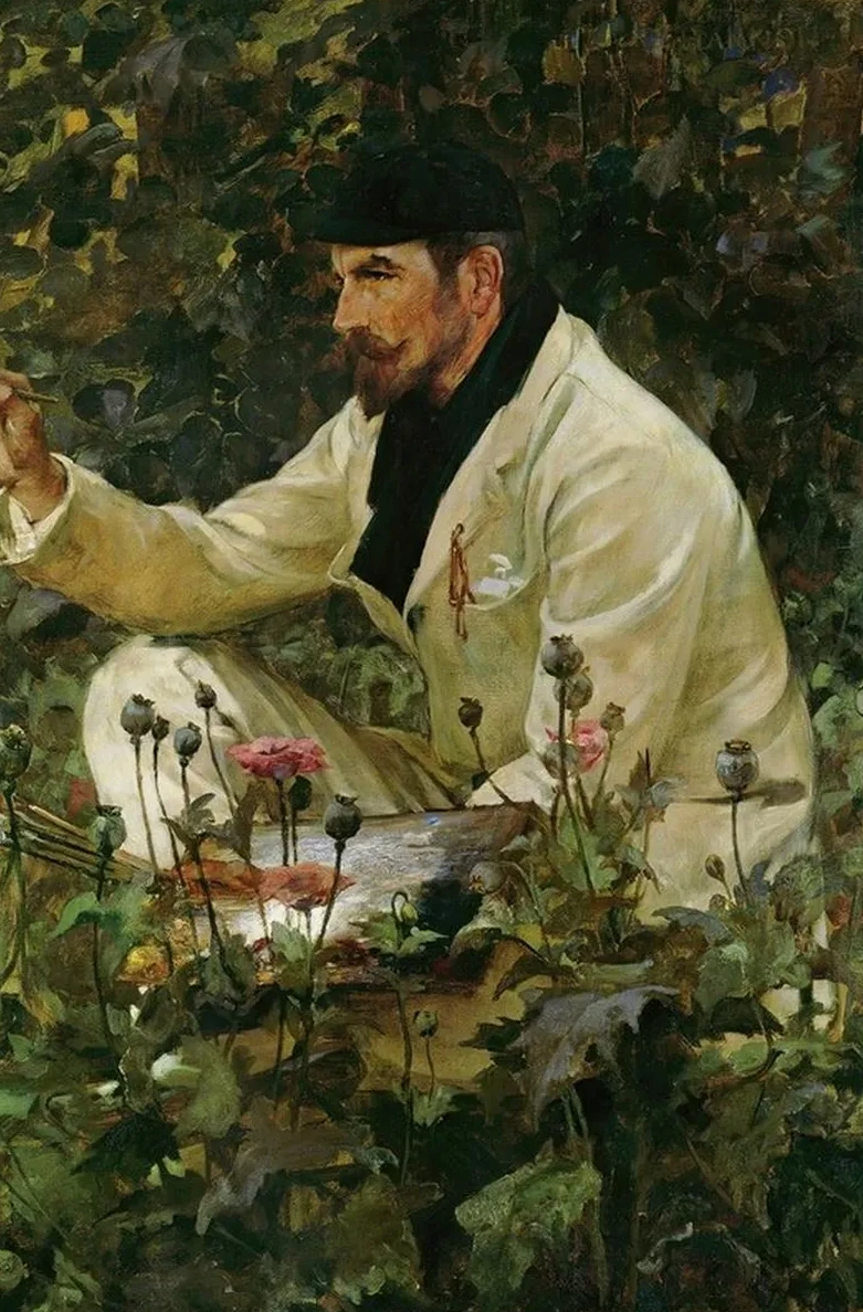 George Hitchcock Working in His Garden in Egmond