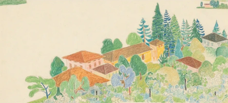 Gezicht Op Italiaanse Huizen in Bergachtig Landschap