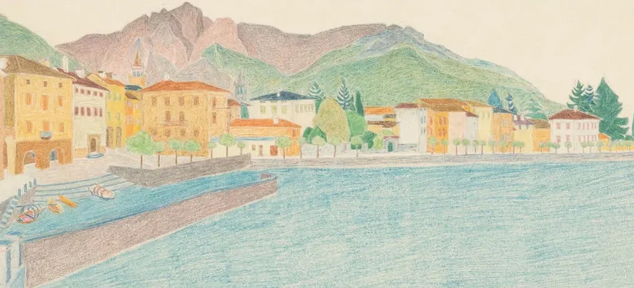 Gezicht Op Een Italiaanse Stad Aan Het Water