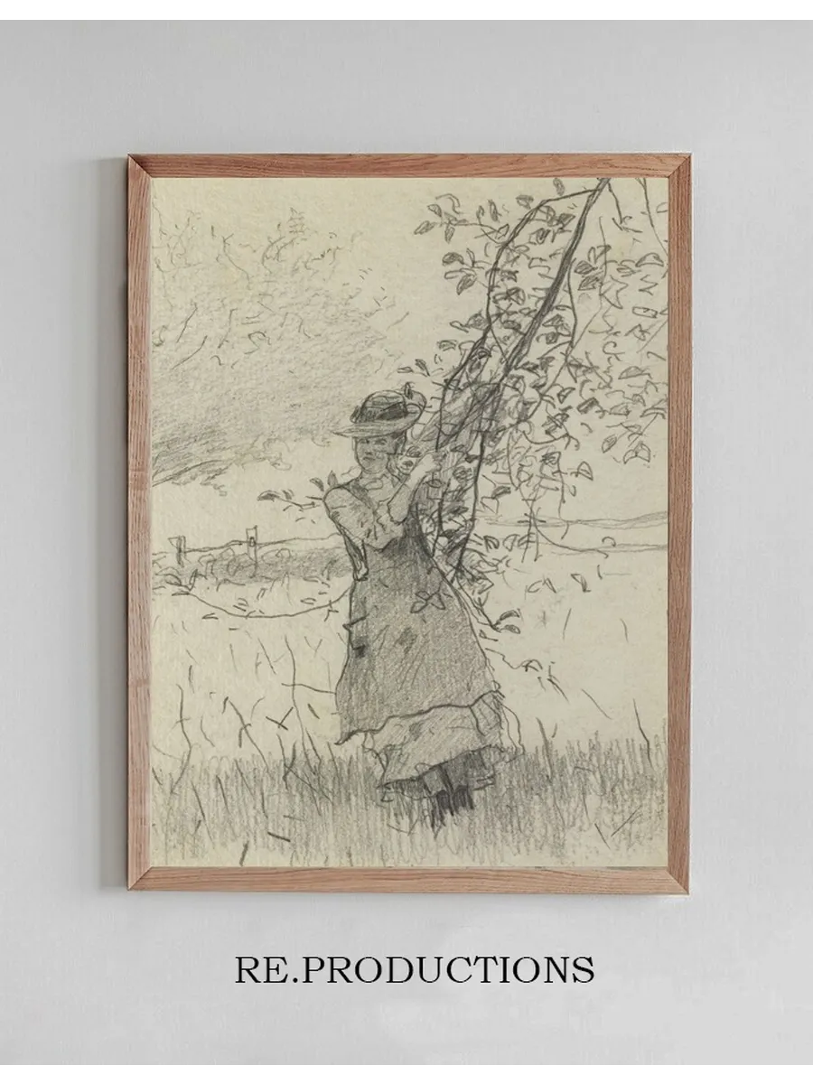 Girl Holding a Branch of an Apple Tree