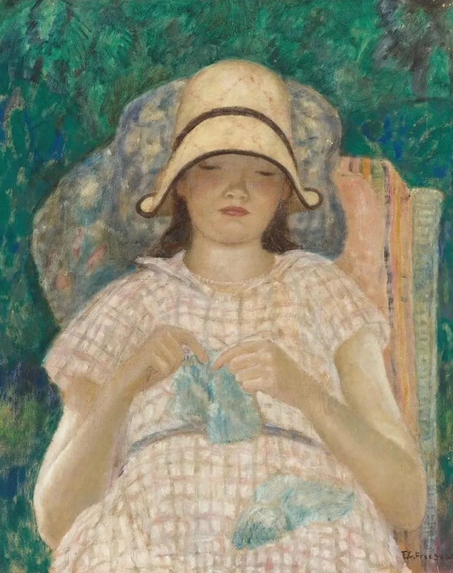 Girl Knitting