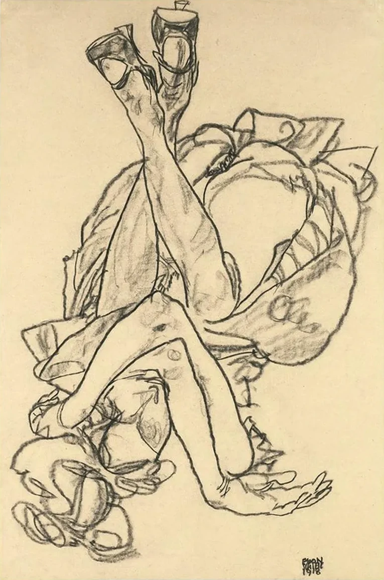 Girl Lying On Her Back With Crossed Arms And Legs