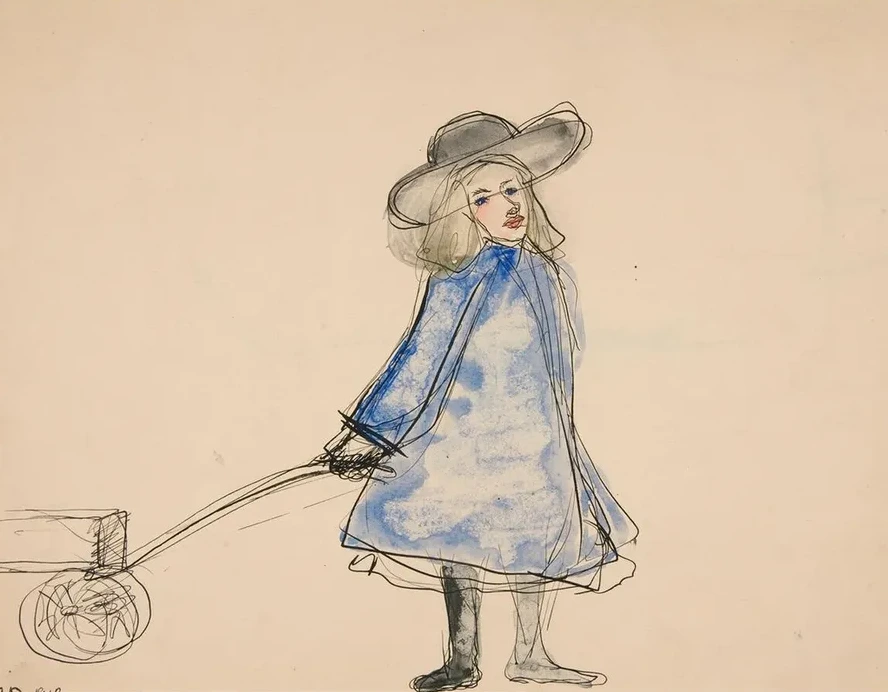 Girl Pulling Wagon