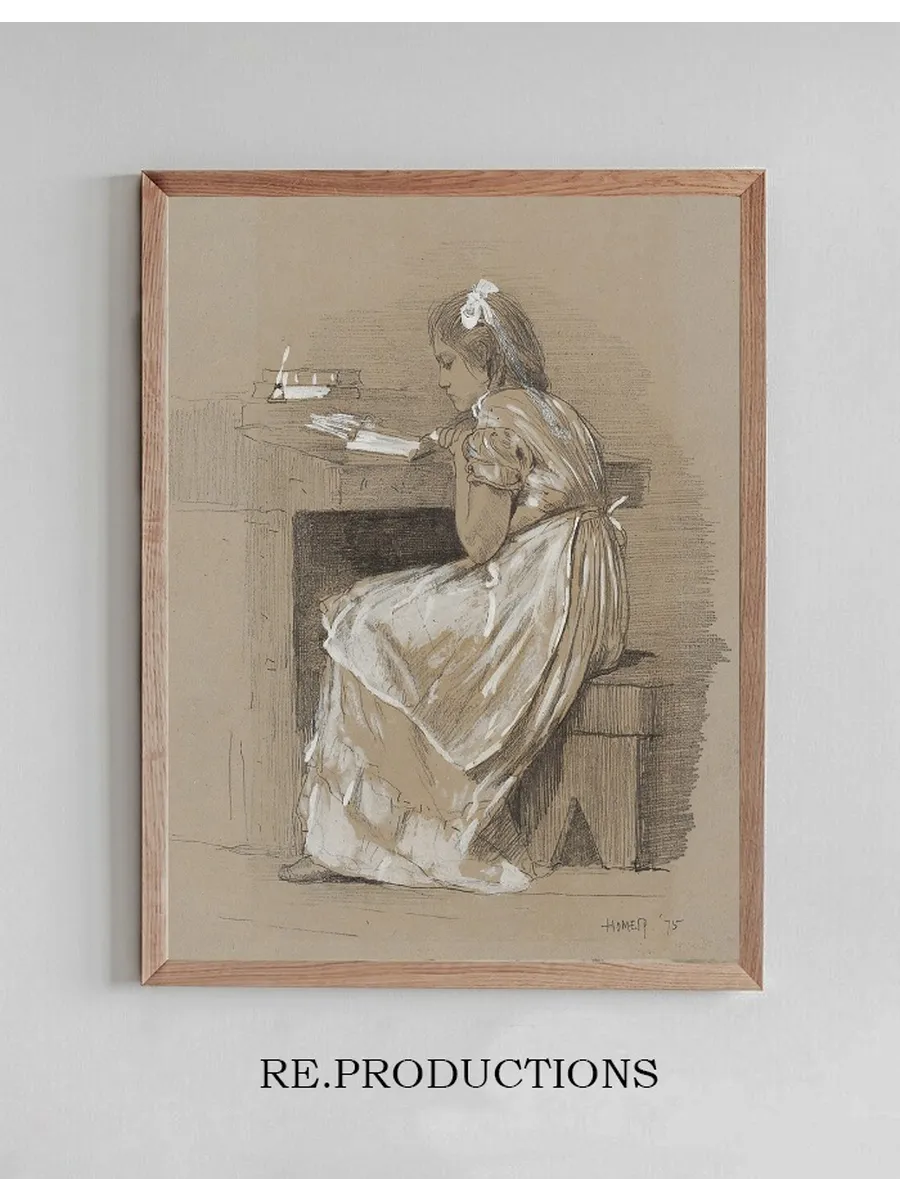 Girl Reading at Her Desk