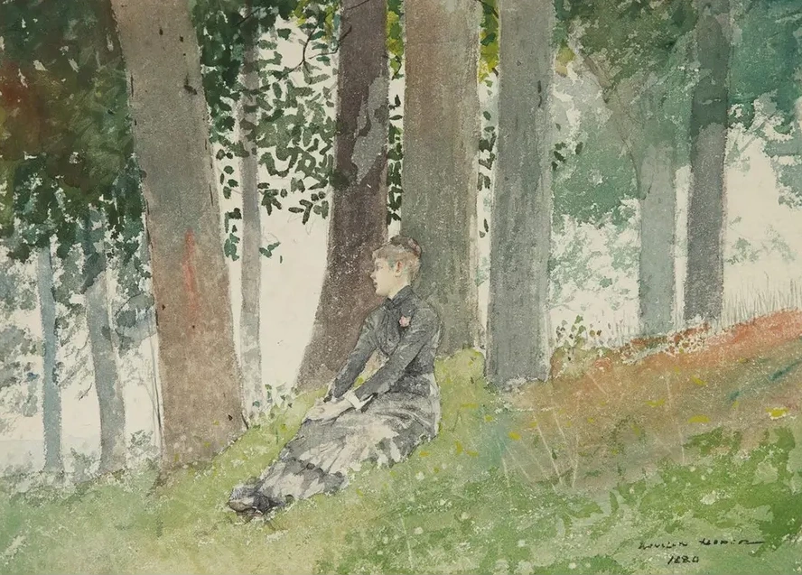 Girl Seated In A Grove