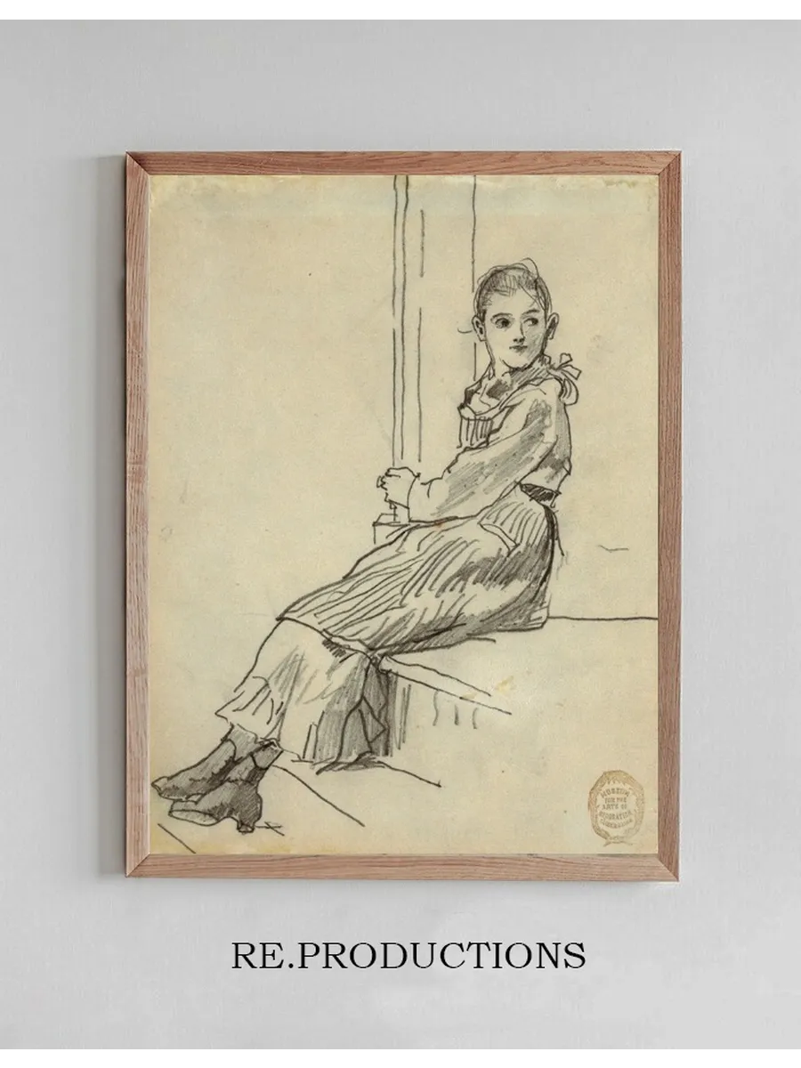 Girl Seated on a Porch Step