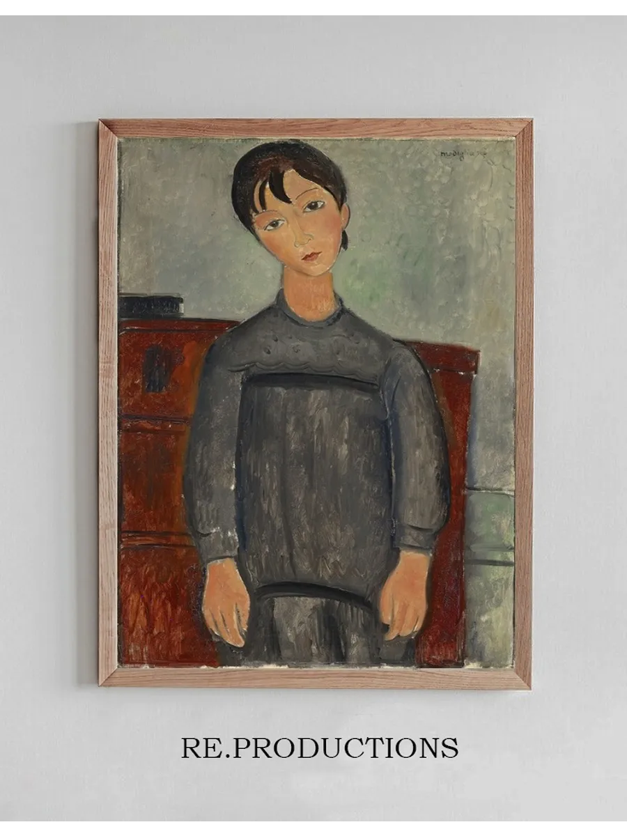 Girl Standing In Black Pinafore
