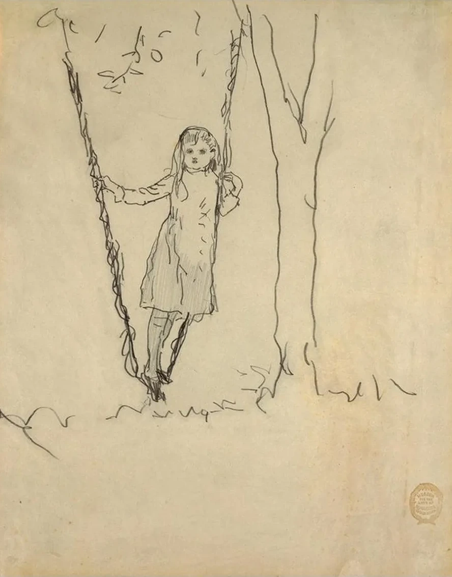 Girl Standing on a Swing