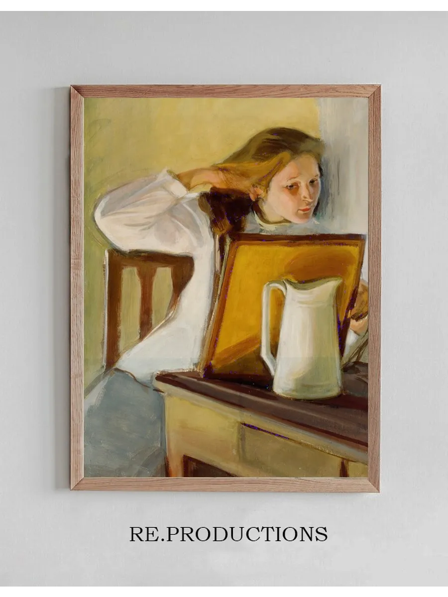 Girl Straightening Her Hair
