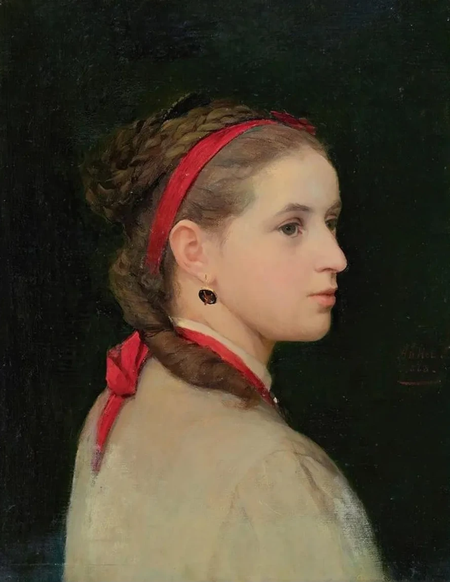 Girl With Red Hair Ribbon